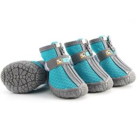 Non Slip Dog Shoes Warm Plush Lining Breathable Pet Boots for Paw Protection (Color / Size: Lake blue / 4 Fit width4-4.2cm)